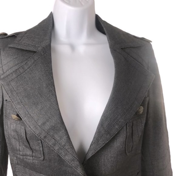 Alba Conde Women's Gray Lined Long Sleeve Tailored Short Blazer Jacket Size 38 - Picture 3 of 16